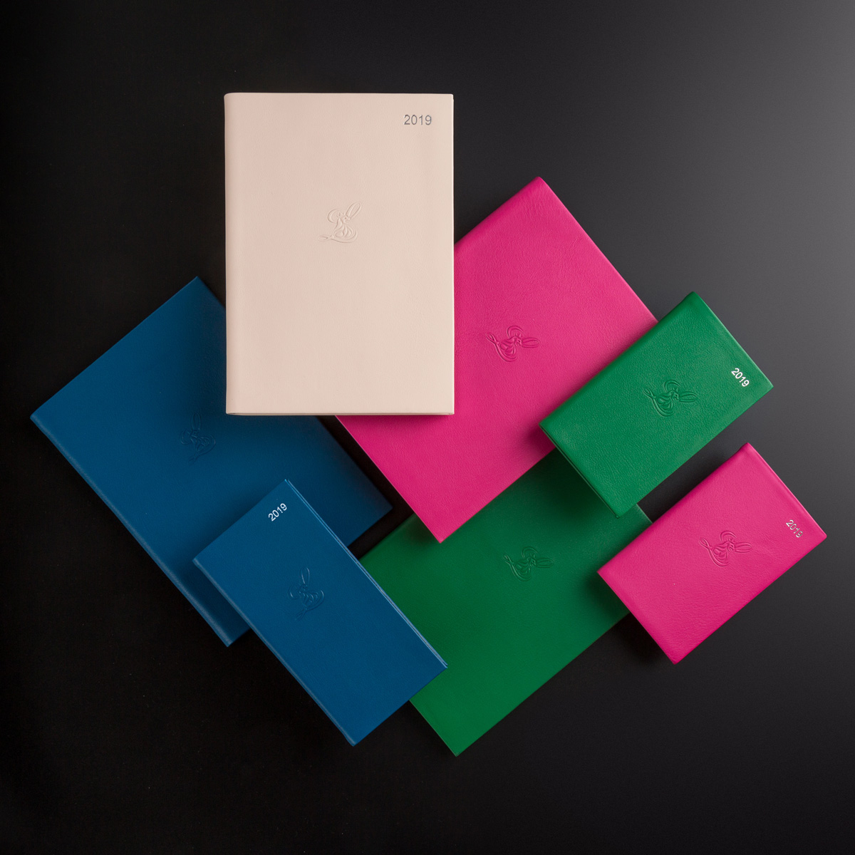 A collection of colourful Charfleet 2019 diaries, taken in our photography studio