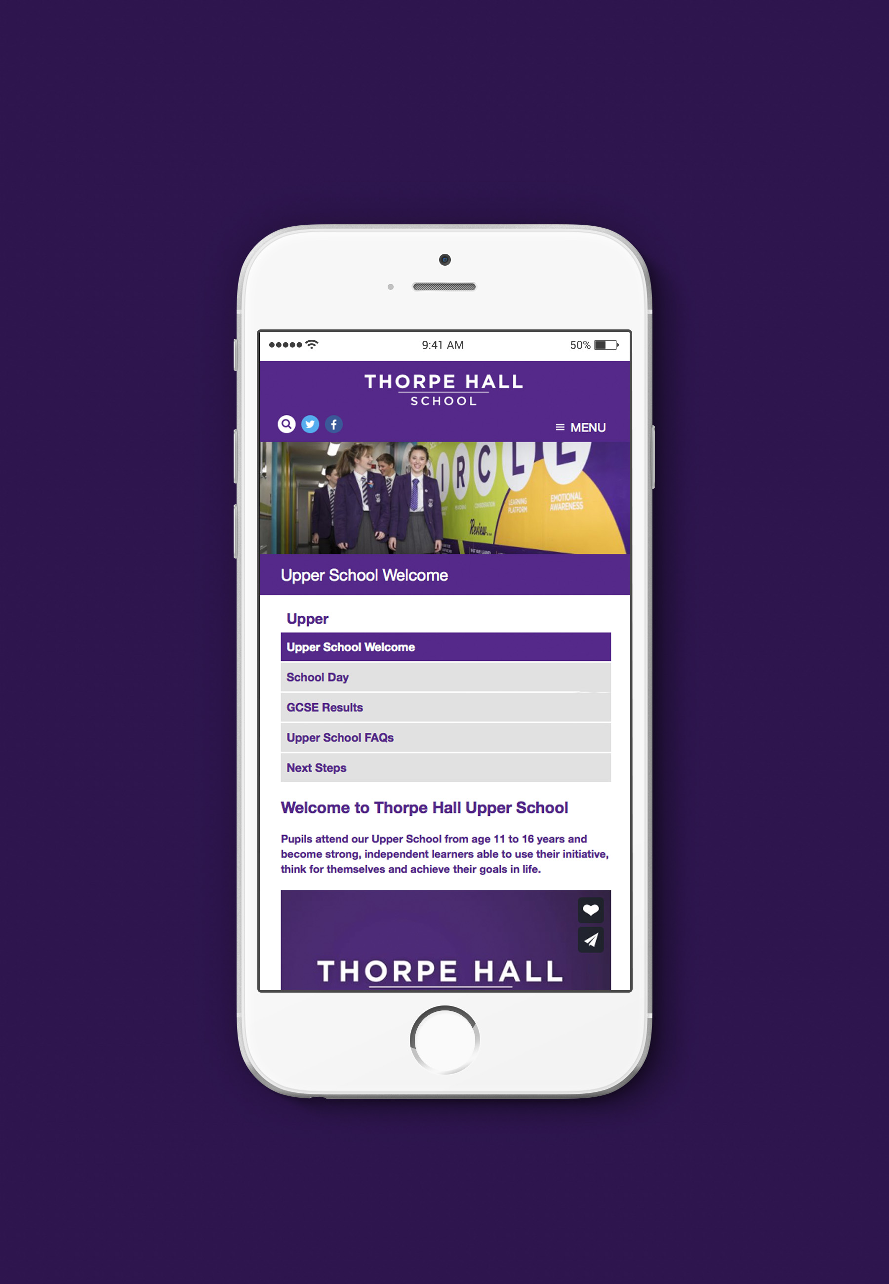 An image of the responsive Thorpe Hall website, designed and built by Insight