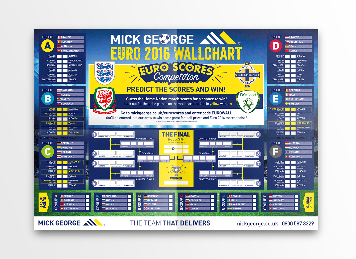 An image of the Mick George Euro 2016 wall chart