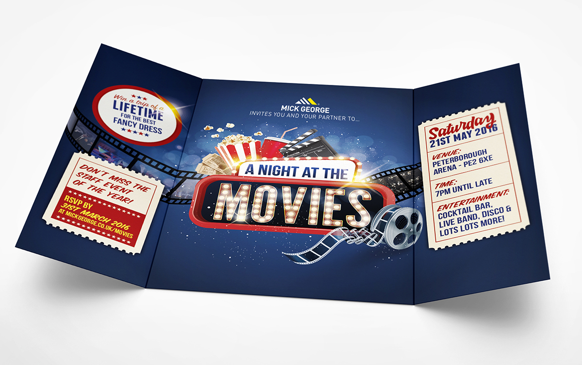 An image showing the inside of the Mick George staff party invite